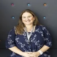 Tracey Beveridge, HR Director, Personnel Checks seen in flowral pattern outfit